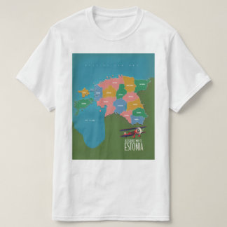 Camiseta mapa de cartel de viaje vintage de Estoni