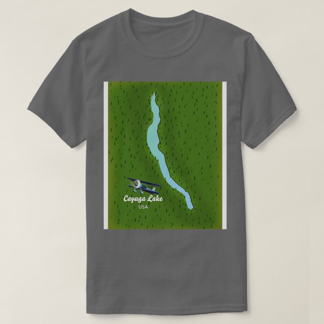 Camiseta Mapa de Cayuga Lake USA (Diseño del anverso)