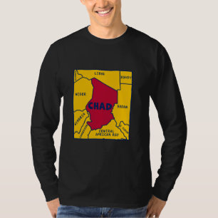 Camiseta Mapa de Chad con colores de bandera y países vecin
