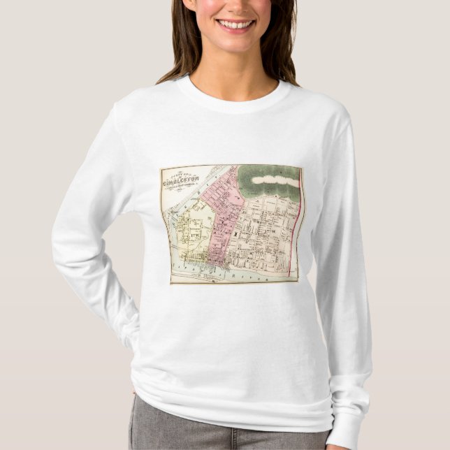 Camiseta Mapa de Charleston, Virginia Occidental (Anverso)