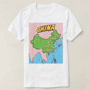 Camiseta Mapa de China ilustrado con arte pop
