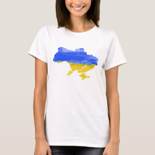 Camiseta Mapa de color de agua de Ucrania