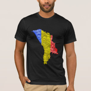 Camiseta Mapa de color de la bandera de Moldavia