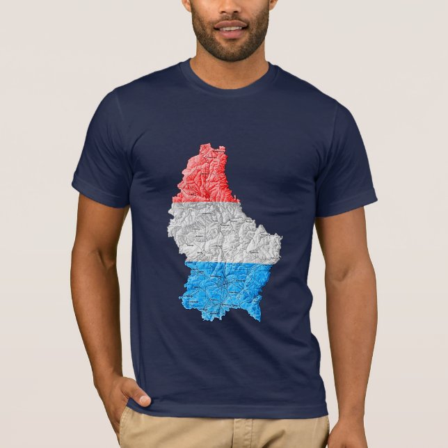 Camiseta Mapa de colores llamativos de Luxemburgo (Anverso)