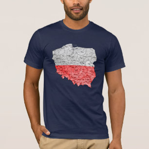 Camiseta Mapa de colores llamativos de Polonia