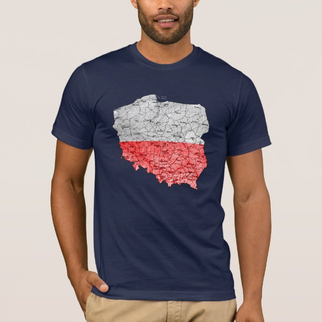 Camiseta Mapa de colores llamativos de Polonia (Anverso)