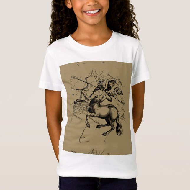Camiseta Mapa de constelación de Sagittarius Hevelius 1690 (Anverso)