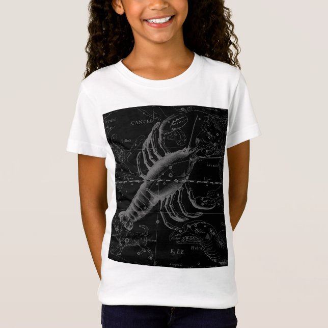 Camiseta Mapa de Constelación del Cáncer Hevelius Negro alr (Anverso)