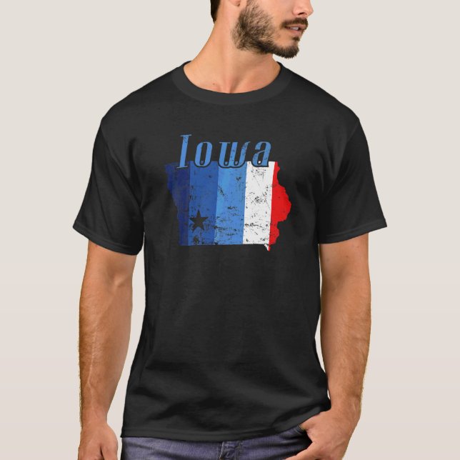 Camiseta Mapa De Contorno De Estado Estadounidense Iowa (Anverso)