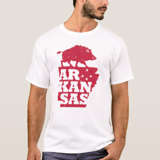 Camiseta Mapa de contorno del estado de Arkansas Razorback