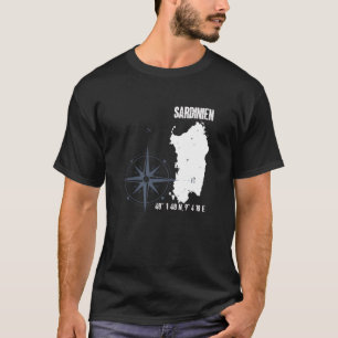 Camiseta Mapa de coordenadas de la isla de Cerdeña