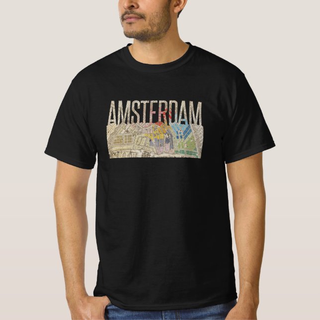 Camiseta Mapa de cosecha de Amsterdam simplificado (Anverso)