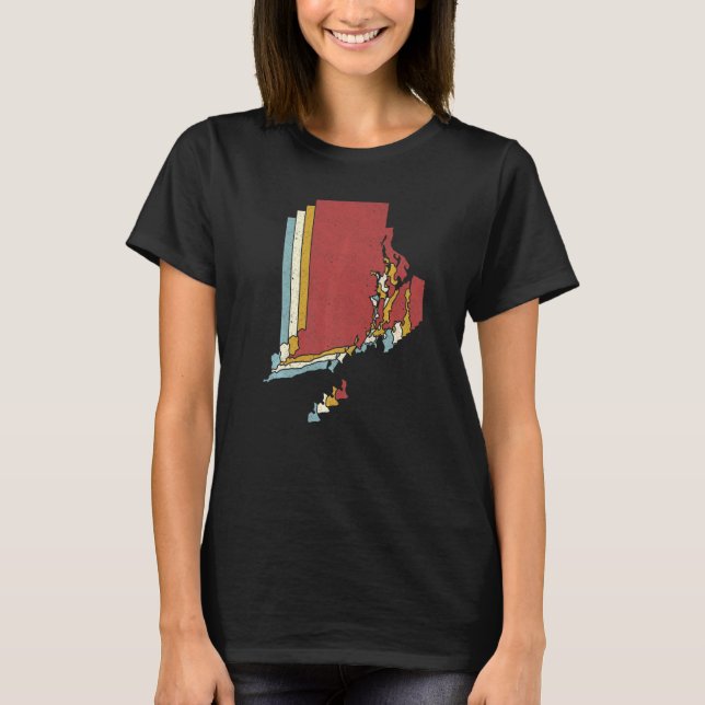 Camiseta Mapa de cosecha del estado de Retro USA Isla Rhode (Anverso)