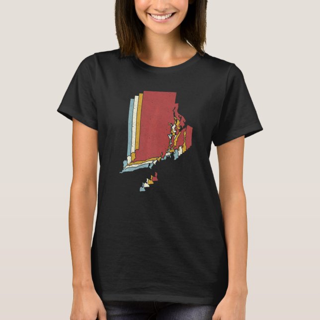 Camiseta Mapa de cosecha del estado de Retro USA Isla Rhode (Anverso)