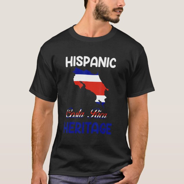 Camiseta Mapa de Costa Rica Bandera Herencia Hispana L (Anverso)