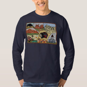 Camiseta Mapa de Dakota del Sur de las Colinas Negras Mt Ru