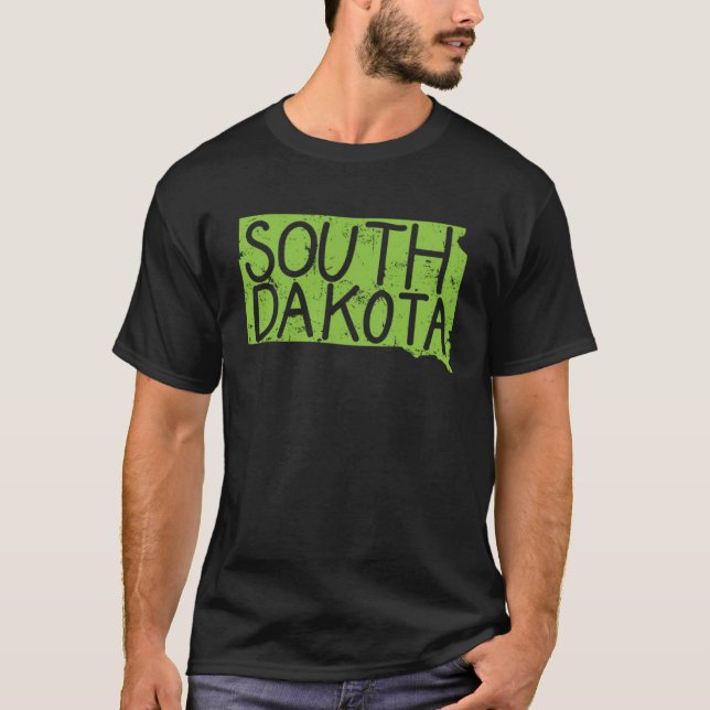 Camiseta Mapa de Dakota del Sur Esbozar Estados Unidos (Anverso)