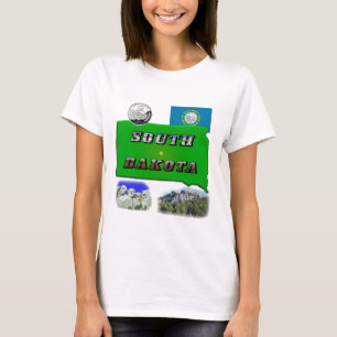 Camiseta Mapa de Dakota del Sur, texto fotográfico, barrio 