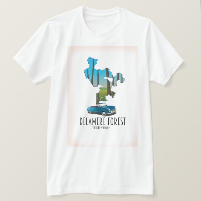 Camiseta Mapa de Delamere Forest Cheshire England (Anverso del diseño)