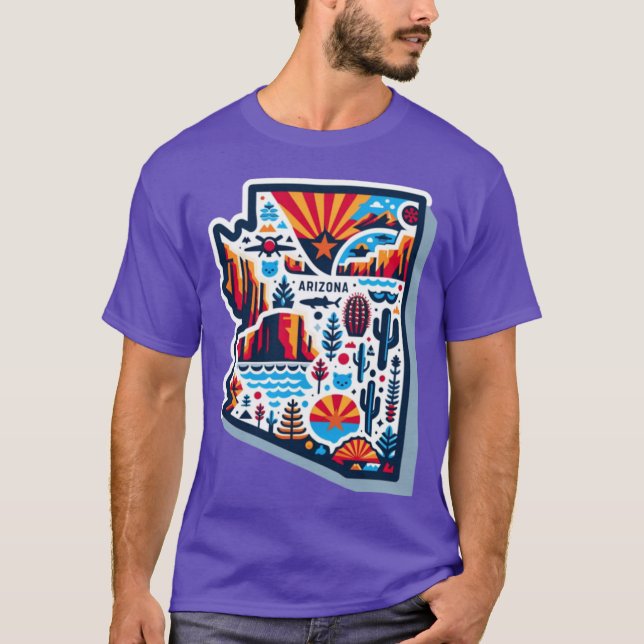 Camiseta Mapa de diseño vibrante de Arizona sobredimensiona (Anverso)