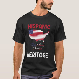Camiseta Mapa de EEUU Bandera de EEUU Herencia Hispana Mes