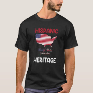 Camiseta Mapa de EEUU Bandera de EEUU Herencia Hispana Mes