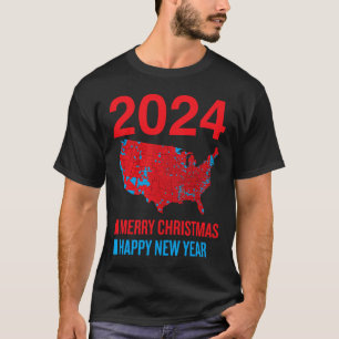 Camiseta Mapa de elecciones de 2024 Feliz Navidad feliz N