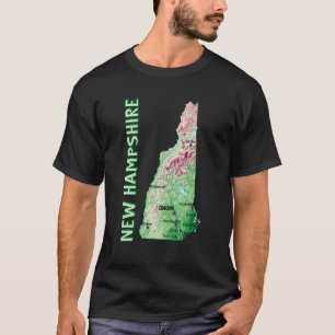Camiseta Mapa de elevación del estado de New Hampshire Ciud