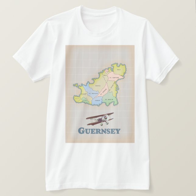 Camiseta Mapa de época de Guernsey (Anverso del diseño)