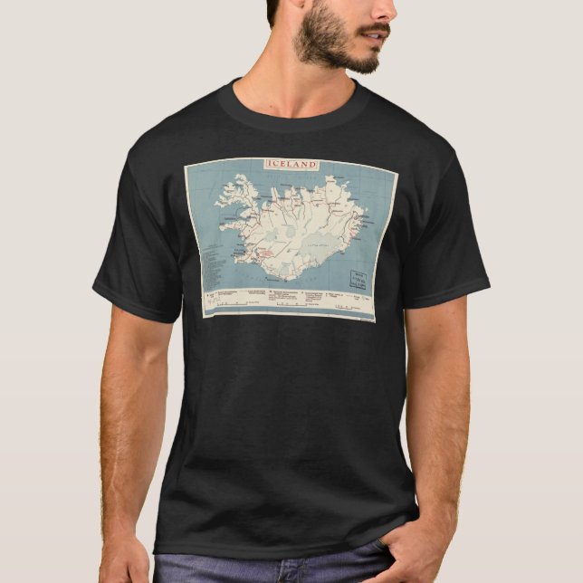 Camiseta Mapa de época de Islandia (alrededor de 1958) (Anverso)