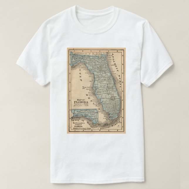 Camiseta Mapa de época del Golfo de Florida de México (Diseño del anverso)