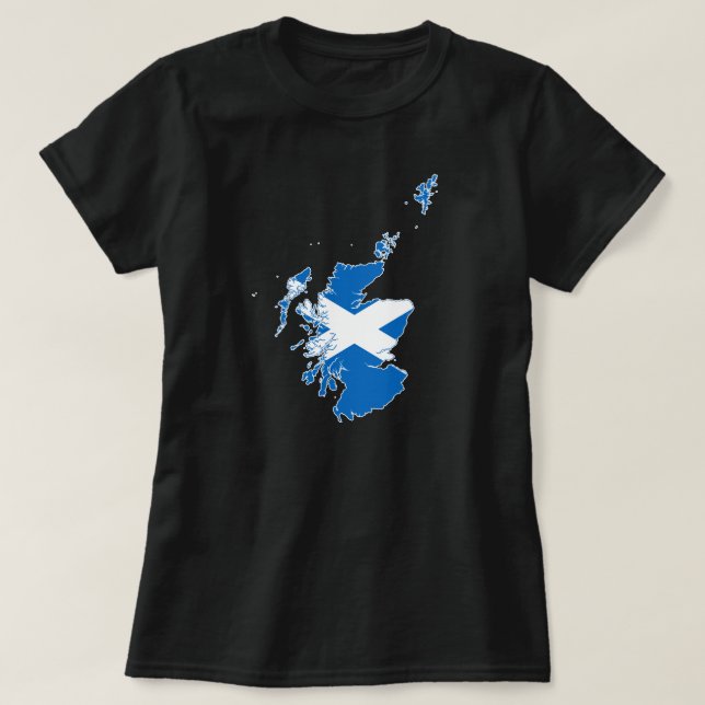 Camiseta Mapa de Escocia y bandera nacional escocesa (Diseño del anverso)