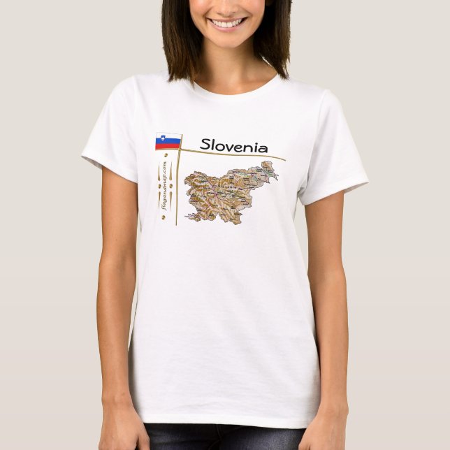 Camiseta Mapa de Eslovenia + Bandera + Título Camisa-T (Anverso)