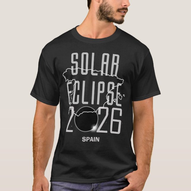 Camiseta Mapa de España Eclipse Solar 2026 (Anverso)