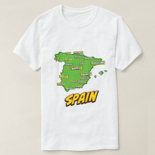 Camiseta Mapa de España ilustrado con arte pop