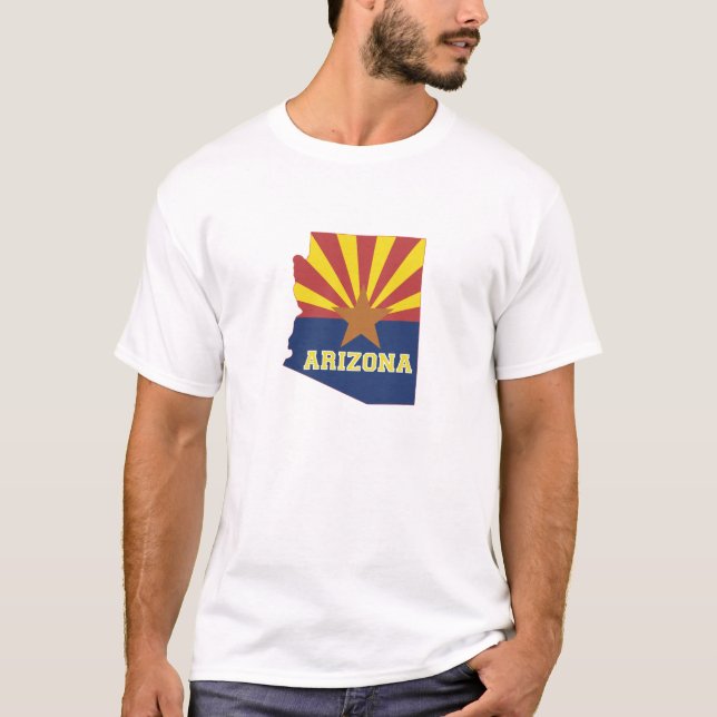Camiseta Mapa de esquema de Arizona con forma de bandera es (Anverso)