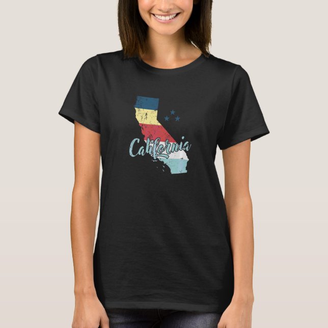 Camiseta Mapa de esquema de estado de California, Estados U (Anverso)