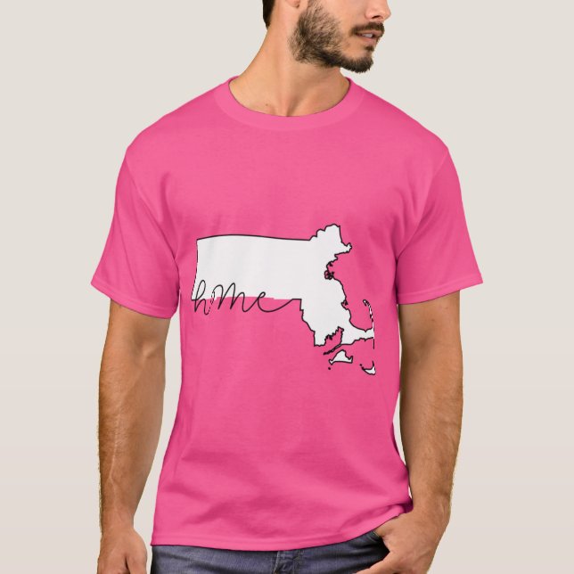 Camiseta Mapa de esquema de estado de inicio de Massachuset (Anverso)
