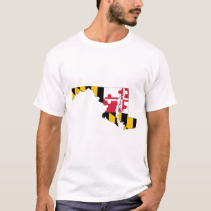 Camiseta Mapa de esquema de Maryland y bandera
