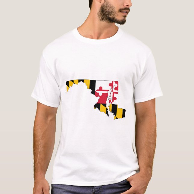 Camiseta Mapa de esquema de Maryland y bandera (Anverso)