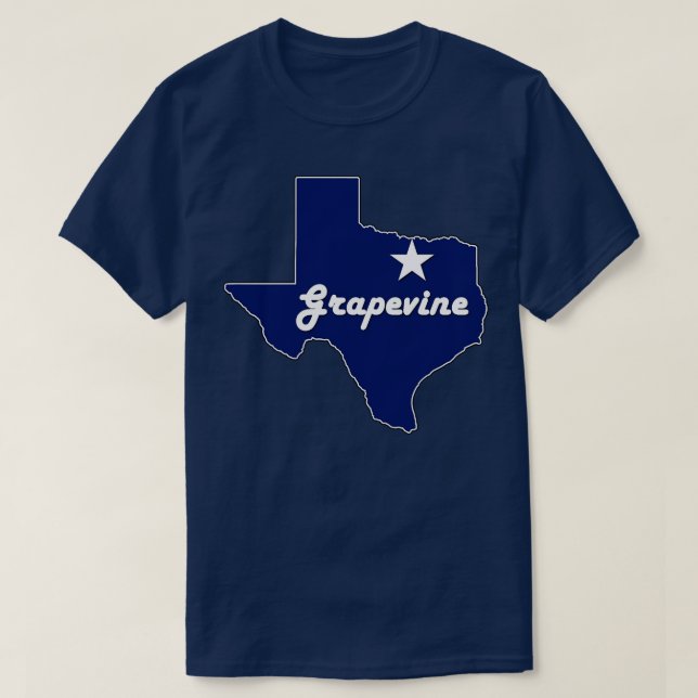 Camiseta Mapa de estado de la Marina de Grapevine Texas Blu (Diseño del anverso)