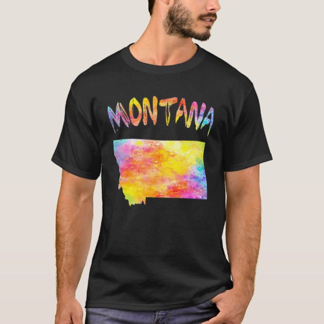 Camiseta Mapa de estado de Montana Multicolor A digital (Anverso)