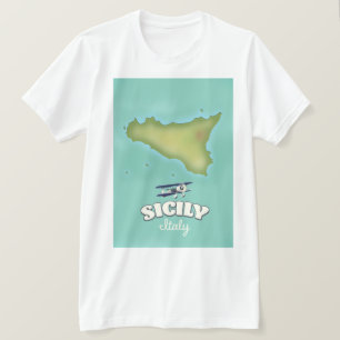 Camiseta Mapa de estilo antiguo de Sicilia Italia