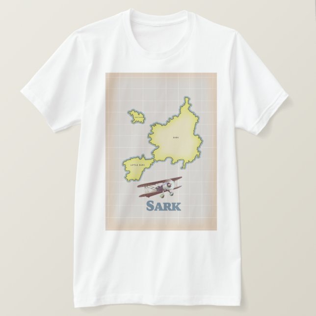Camiseta Mapa de estilo de la cosecha de Sark (Anverso del diseño)