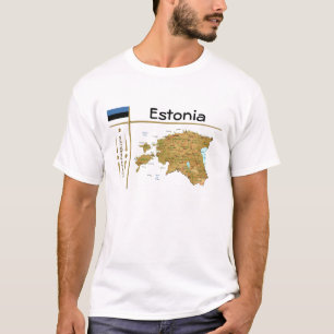 Camiseta Mapa de Estonia + Bandera + Título