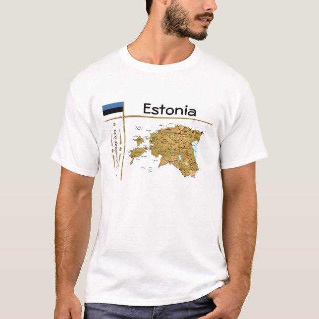 Camiseta Mapa de Estonia + Bandera + Título (Anverso)