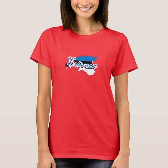 Camiseta Mapa de Estonia simple y moderna, recuerdo de la b (Anverso)
