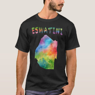 Camiseta Mapa De Eswatini Swazi Colorido Mapa Acuarela Illu