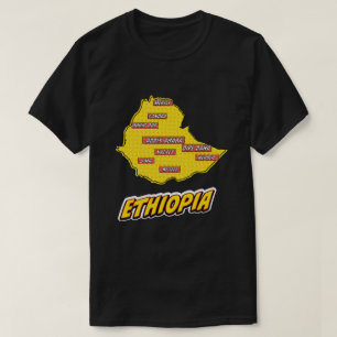 Camiseta Mapa de Etiopía ilustrado con arte pop
