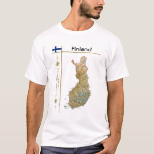 Camiseta Mapa de Finlandia + Marca + Título Camisa-T